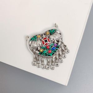 Anhänger Halsketten LH Herz Bild Halskette Weibliche Quaste Kupfer Geld Verbrannt Blau Handwerk Retro Ethnischen Stil Kragen Antike Schmuck