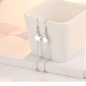 Kolczyki Dangle Fashion Kpop 925 Sterling Srebrny oryginalny gwiazda koralika Tassel dla kobiet impreza ślubna biżuteria uliczna prezenty świąteczne