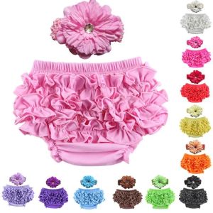 12 kolorowy satynowa satyna bufle kwitną spodni pieluszki z opaską niemowlęcia koronkowe spodnie pp piecze
