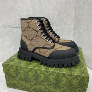 Luxury Designer Men Ankle Boots Mountaineering Interlocking Lacing Combat Boots Hiking Knight Women Fashion Jacquard Denim Letter Casual Bootband Size 35-46