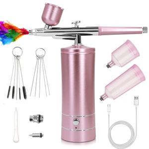 Body Paint Portable Rechargeable Wireless Airbrush With Compressor Double Action Spray Gun For Face Beauty Nail Art Tattoo Craft Cake 230808