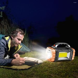 Taschenlampen, Taschenlampen, LED-Arbeitsscheinwerfer, 350 lm, COB-Handscheinwerfer, 7 Beleuchtungsmodi, Solar-USB, wiederaufladbar, IPX4 wasserdicht, für Camping im Freien