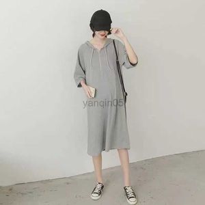 Moderskapsklänningar Loose Long Hoodie för gravida kvinnliga tröjor Casual Summer Maternity Dress HKD230808