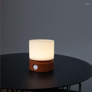 Luci notturne Semplice lampada cilindrica Comodino Desktop Atmosfera Respirazione Sleep Light Design dimmerabile continuo