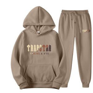 Novas roupas esportivas estampadas da marca TRAPSTAR do designer, calças de moletom soltas de 14 cores quentes de duas peças