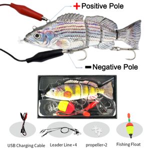 Iscas Castfanatic 54 35g Isca de natação robótica elétrica 4 Segment Sea Fishing Lure Swimbait USB LED Light Wobblers para pique Crankbait 230809