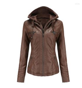 여자 자켓 스프링 재킷 여자 후드 가을 오토바이 블랙 겉옷 가짜 가죽 pu 기본 코트