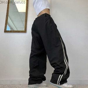 Kvinnor Pants Capris Y2K Women's Black Street Clothing Techwear Cargo Sydkorea Harajuku Paraply Track Pants Men's Sports Pants Wide Byxor Z230810