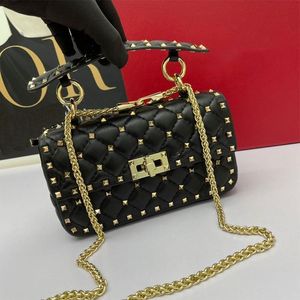 Luxury brand leather sheepskin Handbag Chain Shoulder bag women's fashion designer bag embellished riveted crossbody bag classic women's handbag