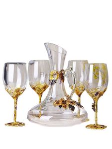 Creativo Smalto Colore Cristallo Vino rosso Decanter Bicchiere Set Calice Bicchieri da sposa Champagne Whisky Cup Szklanka Confezione regalo FJ019 HKD230809