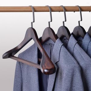 Hangers 4Pcs Wooden Clothes Luxury Wide Shoulder Suits Racks For Bedroom Closet Wardrobes Organizer With Non Slip Pants Bar