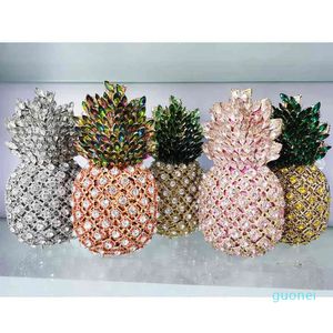 Torba wieczorowa luksusowe kryształowe zielone torby ananasowe damskie impreza torebka łańcuchowa torebki diamentowe