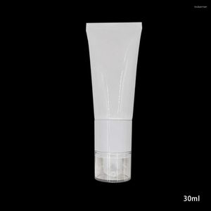 Storage Bottles 30g White Plastic Hose With Pressed Airless Pump Cosmetic Foundation Sunscreen Soft Tube 100pcs/lot