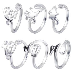 Cluster Anéis Moda Prata Esterlina 925 Halloween Ajustável Para Mulheres Noivado Casamento Jóias de Luxo Atacado