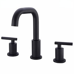 Bathroom Sink Widespread Faucet Dual Handle Mixer Black hot & cold water Deck mounted tub Faucets Brushed gold 3 hole Basin tap