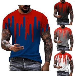 Camisetas masculinas Halloween Camisa de manga curta com estampa vermelha Casual e confortável Equipamento de compressão para frio masculino