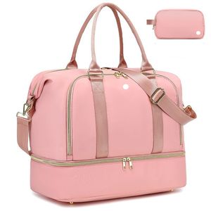 lu Duffel Bag Portable Foldable Travel Bags For Women Men Travel Gym Fitness Large Capacity Travel Handbag Trolley Luggage Storage Bag Pink