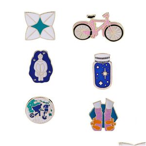 Pins Brooches Enamel Brooch Pins Women Boutonniere Long-Haired Beauty Bicycle Wishing Bottle Socks Cartoon Badge For Men S Fashion Dr Dhqxh