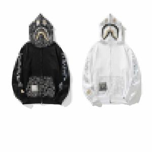 A Bathing Ape Autunno e Inverno Shark Zipper Maglione Cappotto con cappuccio allentato da uomo e da donna Bathing Ape Hooded