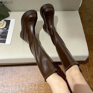 Women's Mid Calf Boots Shoes Round Toe Sexy Thigh High Heels High Sexy Boots-Women Low Over-the-Knee 2021 Rubber L230704