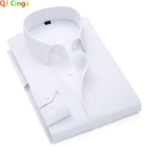 Camicie eleganti da uomo Camicia bianca in cotone twill per uomo Manica lunga Colletto quadrato monopetto Camisa da uomo blu rosa Chemise S-5XL 230808
