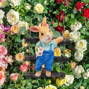 Decorative Objects Figurines Resin Swing Rabbit Garden Landscape Statue Bunny Ornaments Funny 230809