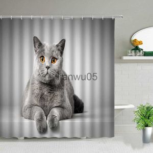 Shower Curtains Funny Animal Cat Dog Printing Shower Curtains Waterproof Fabric Children's Bathroom Curtain Home Bathtub Decor Screen With x0809