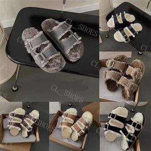 مصممة امرأة النعال شريحة كلاسيكية Flip-Flops صندل البذيء الماعز Coquette Skine Sheepskin شريحة فروي دافئة مع صندوق