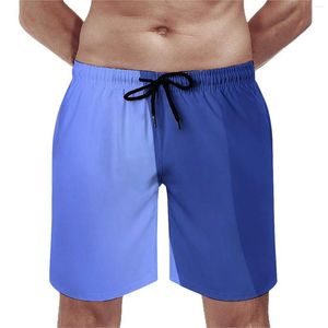 メンズショーツ2トーンオーシャンボードサマーブルーテクスチャスポーツビーチショートパンツ男性クイックドライカジュアルプリントプラスサイズのトランク