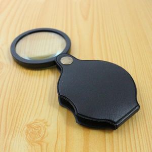 wholesale 10X Microscope Foldable PU Material Reading Mini Magnifiers Portable Jewelry Loupe Magnifying Glass Lens Pocket Magnifier