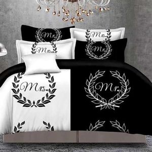 Blackwhite onun yan yatma setleri kraliçe çift kişilik yatak 3pcs yatak keten çiftler yorgan kapağı set265q