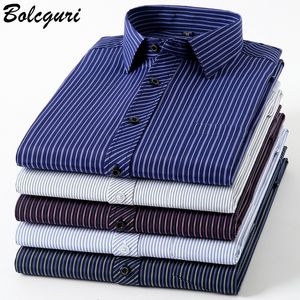 Men's Dress Shirts Plus Size Mans Cotton Shirts Hight Quality Business Casual Shirt Slim Fit Long-Sleeve Striped Chemise Male Formal Office Dress 230808