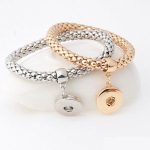Charm Bracelets New Three-Color Snap Button Popcorn Chains 18Mm Interchangeable Ginger Snaps On Bangles For Woman Fashion Diy Jewelry Dhxcz