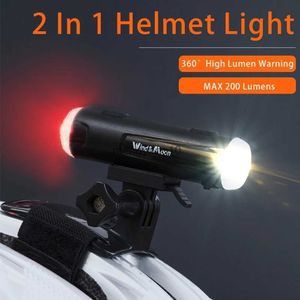 Bike Lights IP66 Helmet Light Rechargeable Super Bright Helmet Cycling Front Rear Light Waterproof Bicycle Torch Lamp Taillight Flashlight HKD230810