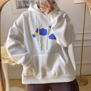 Women's Hoodies Autumn 2023 Winter Harajuku Korean Tops Fashion Vintage Personality Three-dimensional Letter Print Cloud Flower Sweatshirt