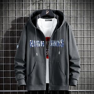 Erkek Hoodies Sweatshirts Bahar Sonbahar Siyah Gri Zip Up Hoodie Sweatshirt Erkek Hip Hop kaykay Sokak Giysileri 230809