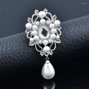 Brooches LEEKER Korean Fashion Teardrop Pearl Brooch For Women Vintage Pins Wedding Accessories Jewelry2024