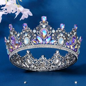 Biżuteria do włosów ślubnych Kmvexo Bride Royal Crystal Queen King Tiaras and Crowns Bridal Controsel Diodem Ornament Akcesoria 230809