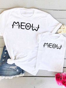 Familienübereinstimmende Outfits Kleidung T-Shirt Family Matching Outfits Katze Katze Katze Sommer Frauen Kinderkind Mutter Mama Mutter T-Shirt Kleidung Grafik T-Shirt