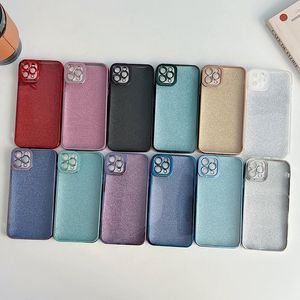 Bling Glitter Chromed Cases For Iphone 15 14 Plus Pro Max 12 11 XR XS X 8 7 Soft TPU Luxury Metallic Clear Shinny Paper Fine Hole Gel Plating Mobile Phone Back Cover Skin