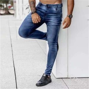 Mens Jeans for Men Skinny Bleached Washed Solid Colour Stretch Pencil Pants Fashion Streetwear Slim Denim Trousers Blue Black 230810