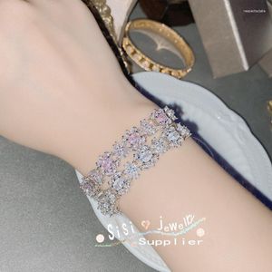 Link Bracelets SIsi Originally Set Up Light Luxury Bracelet Plated 18K Micro Inlaid 3A Powder Fairy Temperament Control