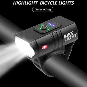 バイクライト新しいLED自転車ライト1000LM USB充電式電源ディスプレイMTBマウンテンロードバイクフロントランプ懐中電灯サイクリング機器HKD230810