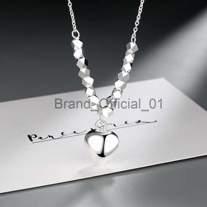 925 Sterling Silver Heart Block Nytt i halsband för kvinnor Lyxkvalitetsmycken Tillbehör Partihandel gratis fraktartiklar x0810