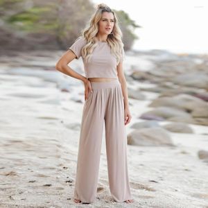Kadınlar İki Parçalı Pantolon Moda Günlük Takım 2023 İlkbahar ve Yaz Kısa Kollu T-Shirt Pantolon İki Parçalı Artı Beden Giysileri
