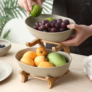 Plates Creative Home Ceramic Living Room Fruit Plate Double Layer Dessert Dry Snack Storage