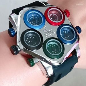 Wristwatches Multi-Time Zone Quartz Large Plate Couple Internet Celebrity Silicone Band Boys And Girls Watch Fashion Trend