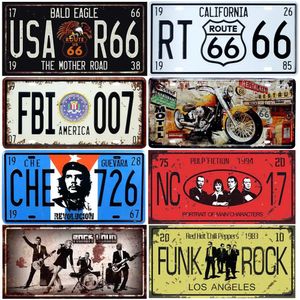 Vintage Route 66 Metal Poster Wall Plaque | Pre-Drilled for Easy Mounting | Ideal for Man Cave & Garage Decor 30x15cm