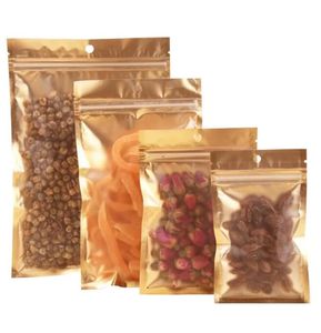 100Pcs/lot One Side Clear Plastic Seal Bag Gold Inlay Aluminum Foil Bag Coffee Herbal Tea Packaging Pouch Hot EDC Bag