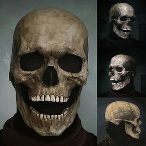 Party Masks Halloween Mask Latex Mask Skull Mask Horror Decoration Full Head Skull Mask Helmet Movable Jaw Masque Gifts Party Costume Mask 230809